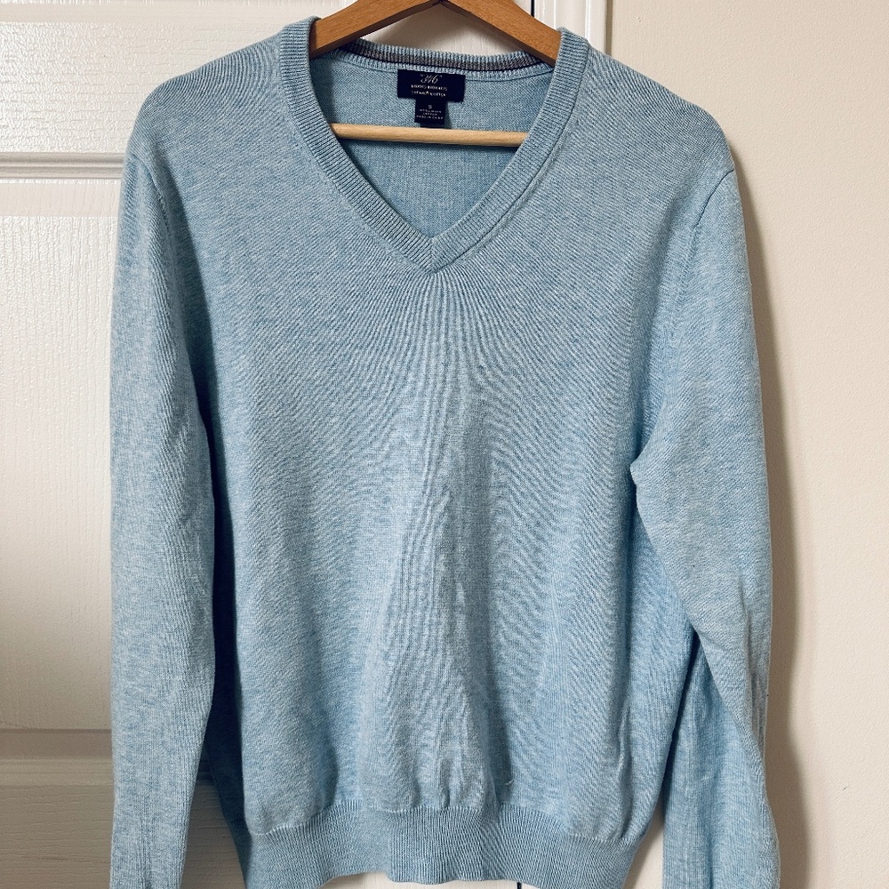 Brooks Brothers 346, V-Neck Sweater Light Blue